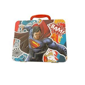 Text DC COMICS Multicolor Batman vs Superman Metal Square Tin Lunchbox